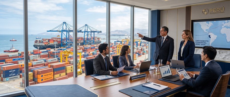 Escena ejecutiva de comercio internacional y logística
